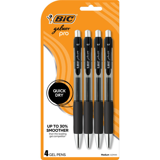 BIC Gelocity Pro 0.7mm Quick Dry Gel Pens -  Black Ink