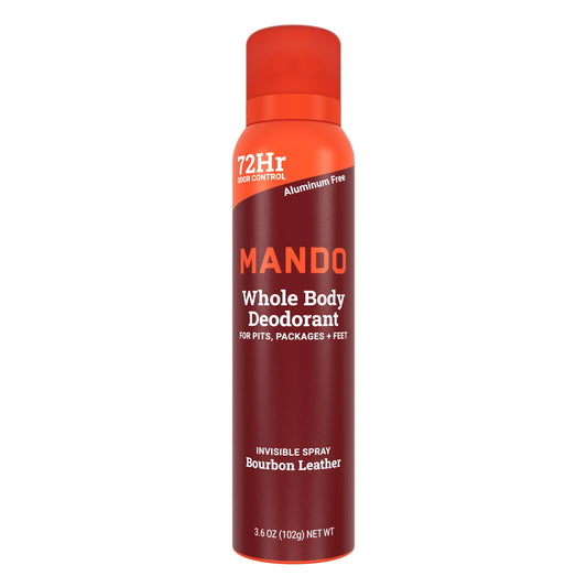Mando Whole Body Men's Deodorant - Invisible Spray Deodorant - Aluminum Free - Bourbon Leather