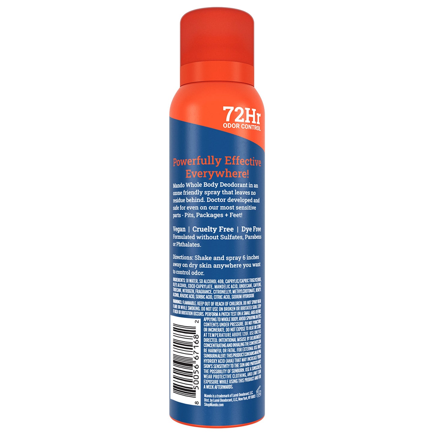 Mando Whole Body Men's Deodorant - Invisible Spray Deodorant - Aluminum Free - Pro Sport