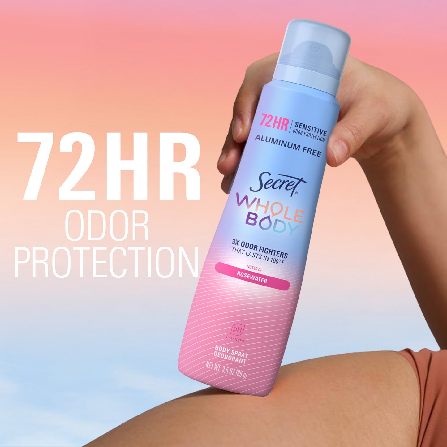 Secret Whole Body Sensitive Deodorant Spray - Rosewater