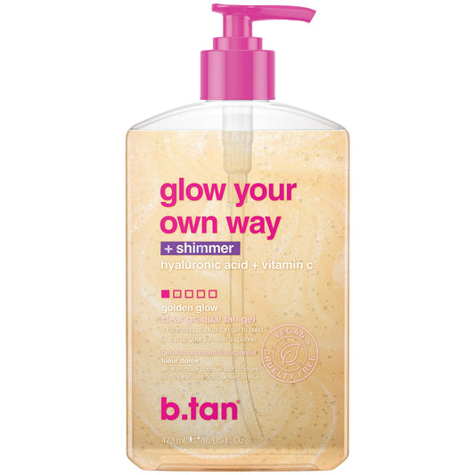 B Tan Glow Your Own Way Shimmer Self Tan Gel - Golden