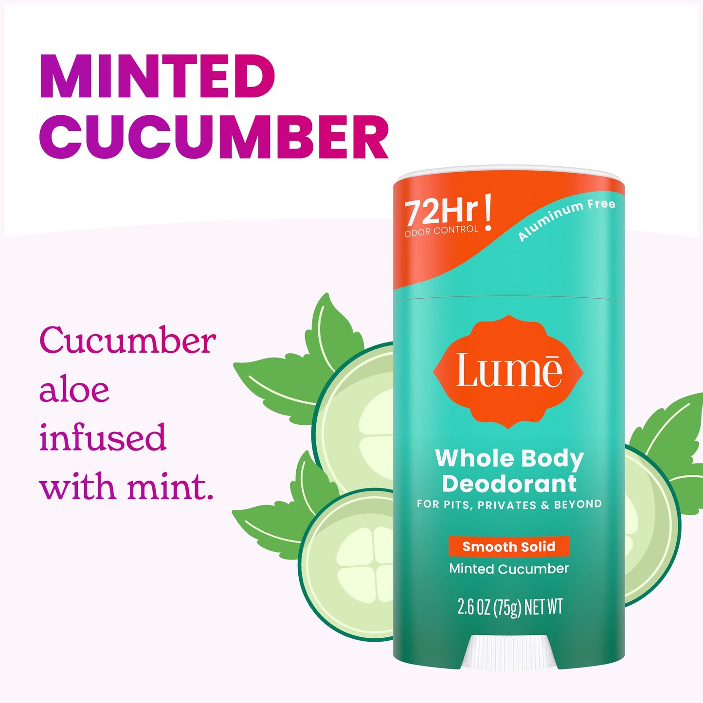 Lume Whole Body Aluminum Free Women's Solid Deodorant - Minted Cucumber