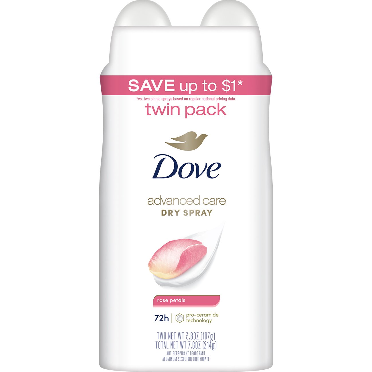 Dove Advanced Care 72 Hr Antiperspirant Deodorant Spray - Rose Petal
