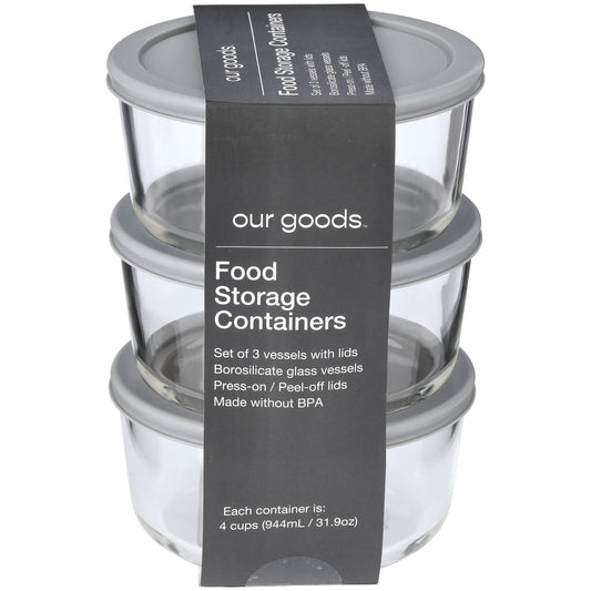 our goods Round Borosilicate Glass Food Storage Container