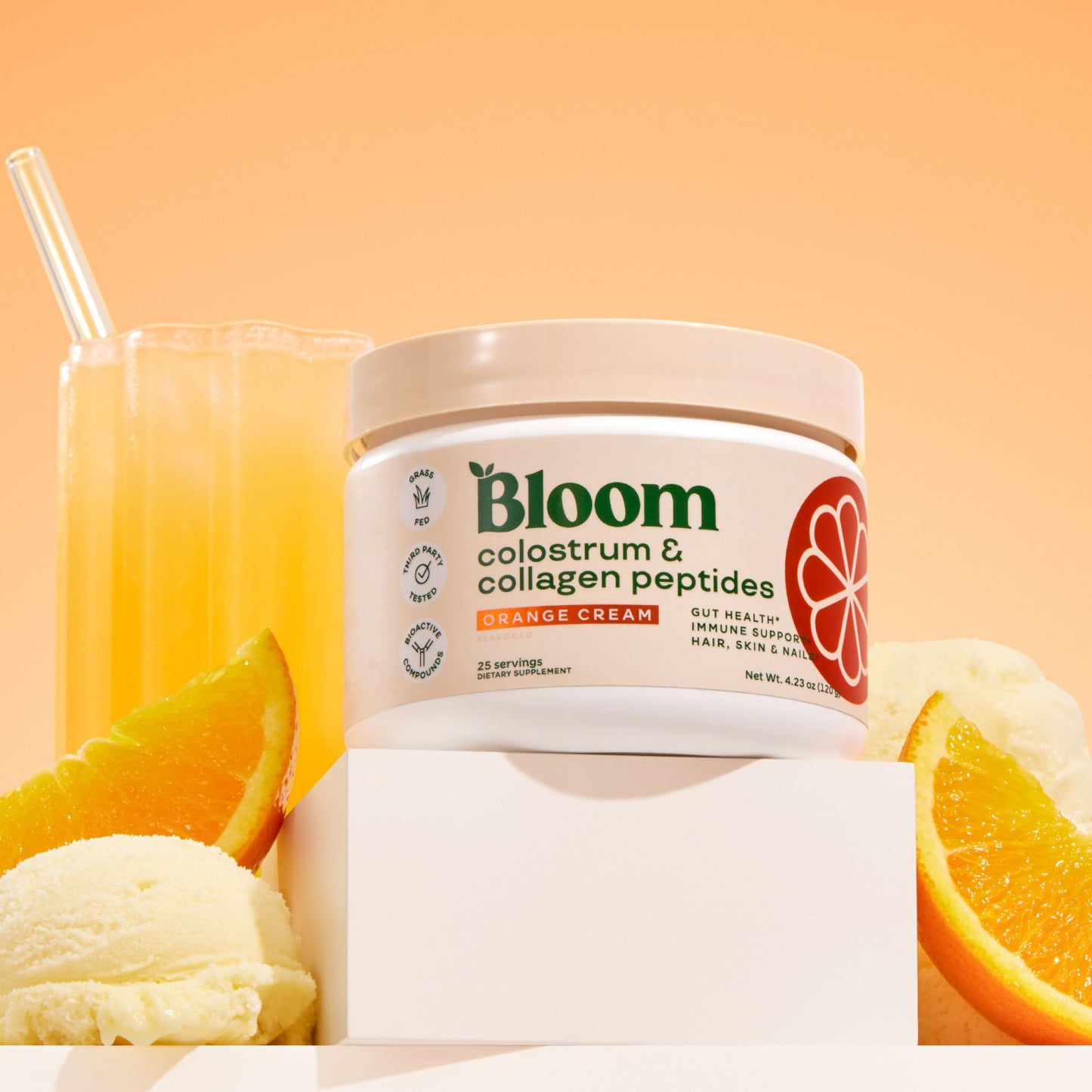 Bloom Colostrum & Collagen Peptides - Orange Cream
