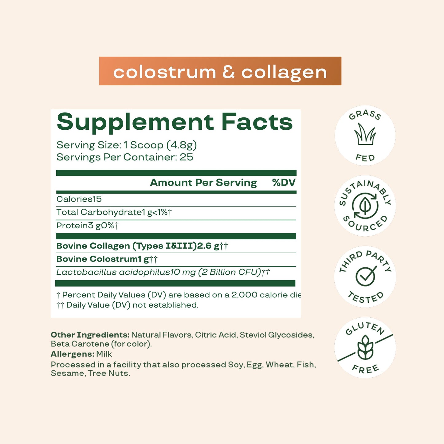 Bloom Colostrum & Collagen Peptides - Orange Cream