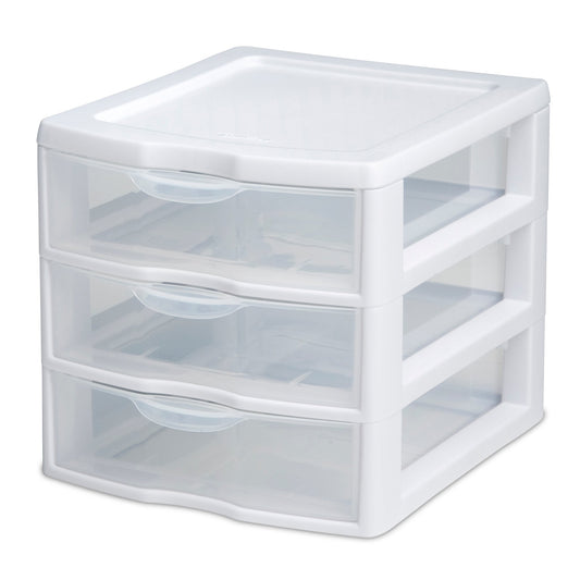 Sterilite Mini 3 Drawer Storage Unit - White