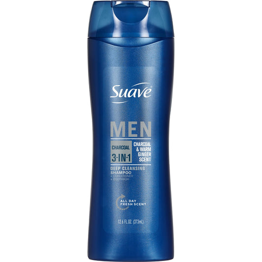 Suave Men Charcoal 3-in-1 Shampoo, Conditioner & Body Wash
