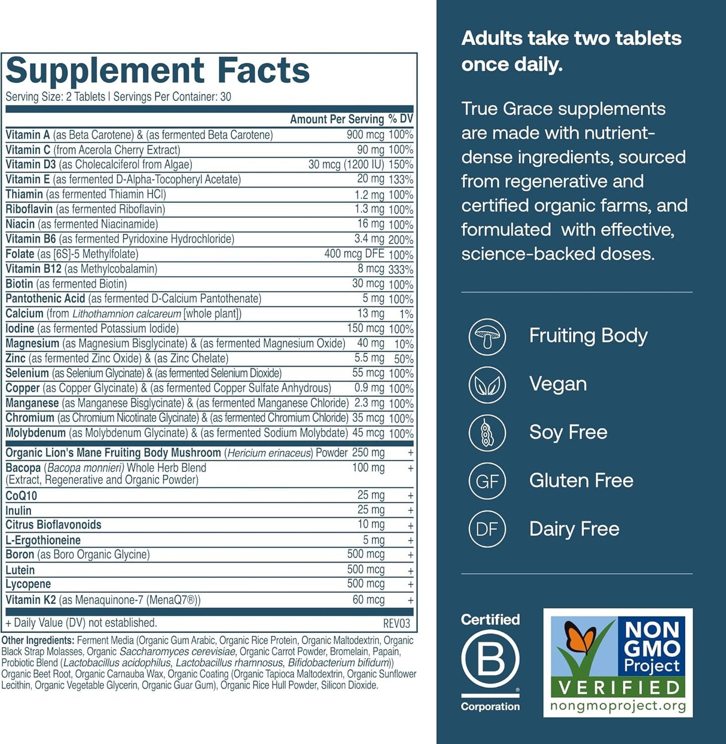True Grace Daily Men's 50+ Multivitamin Tablets
