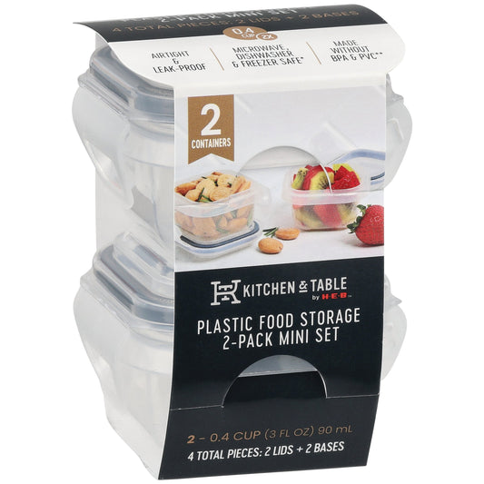 Kitchen & Table by H-E-B Plastic Food Storage Mini Container Set, 2 pk