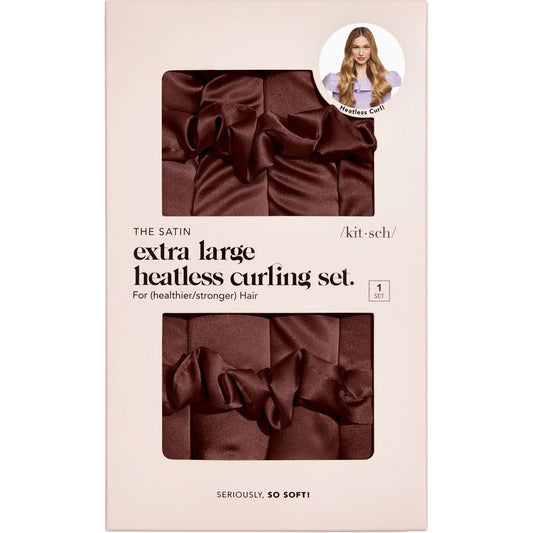 Kitsch Satin Extra Large Heatless Curling Set - Chocolate