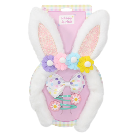 Happy Spring Flower Easter Bunny Ears & Hair Clips