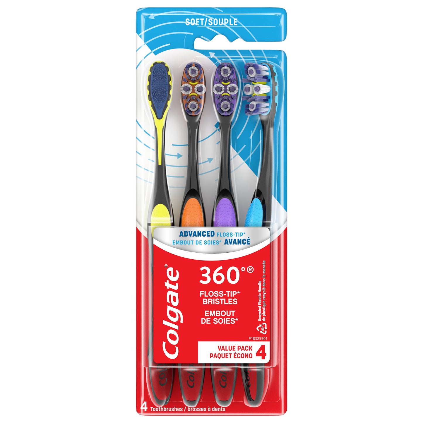Colgate 360 Advanced Floss Tip Toothbrush Soft 4 Pack