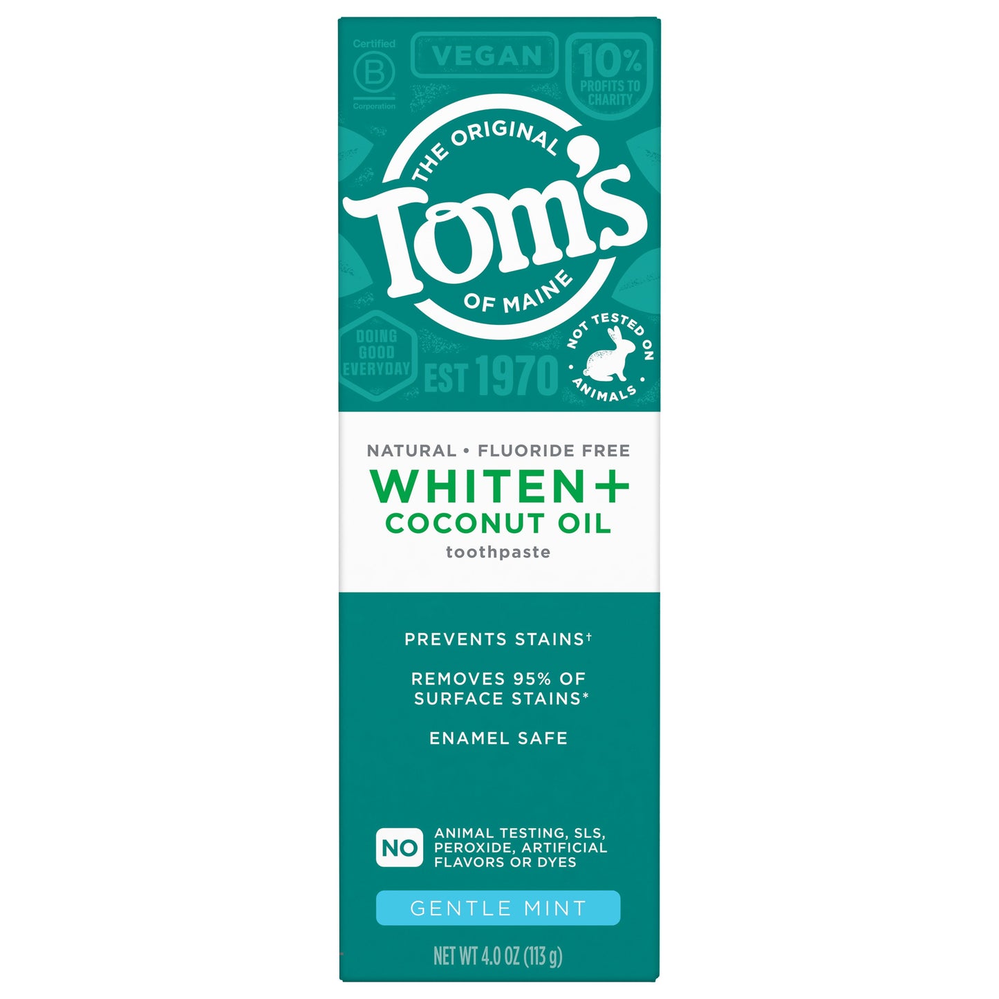Tom's of Maine Whiten+ Coconut Oil Toothpaste Gentle Mint
