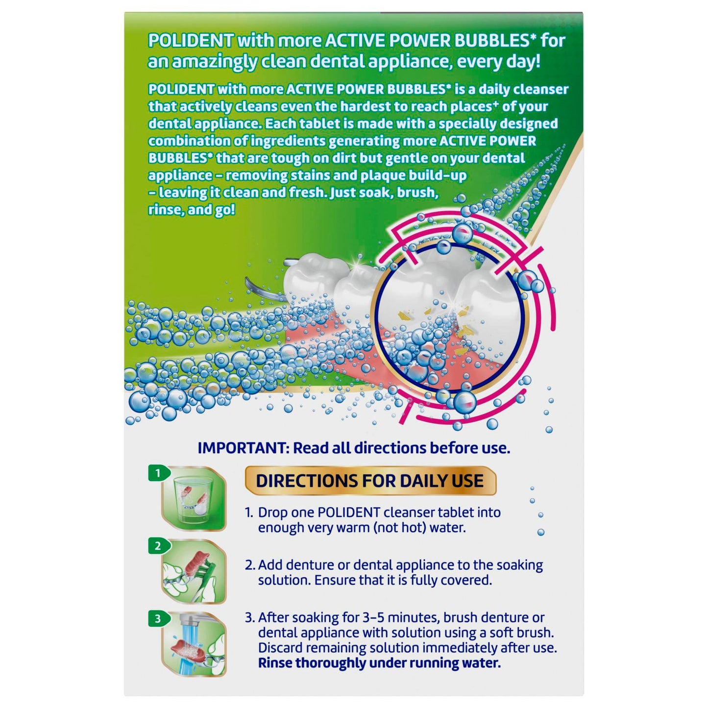 Polident 3 Minute Antibacterial Dental Appliance Cleanser Tablets