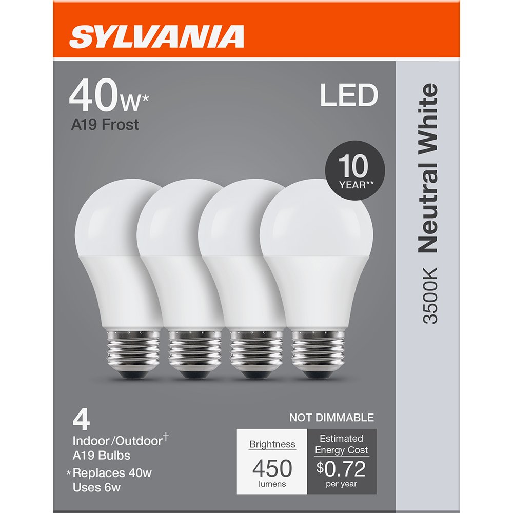 SYLVANIA A19 40 Watt LED Neutral White Bulb