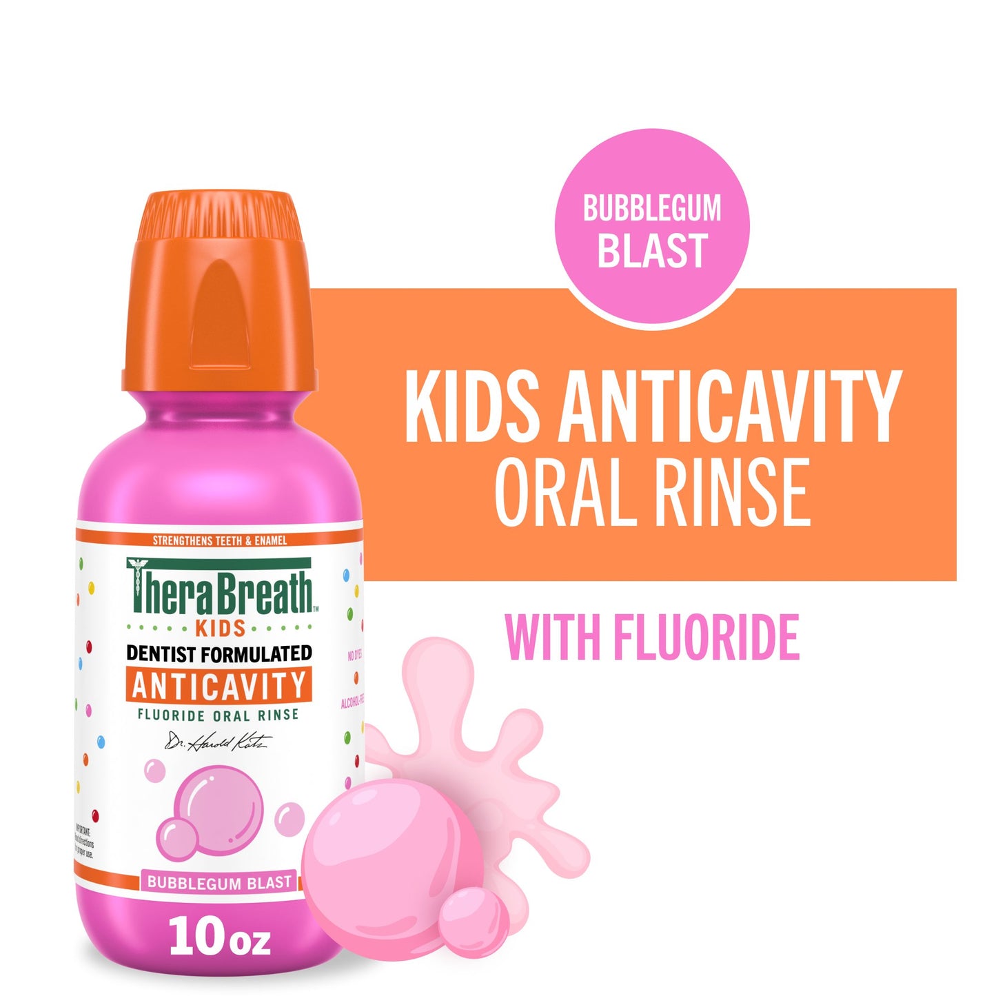 Therabreath For Kids Anti Cavity Oral Rinse Bubblegum