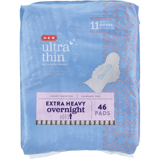 H-E-B Ultra Thin Flexi-Wing Bladder Control Pads - Extra Heavy, Overnight, Unscented