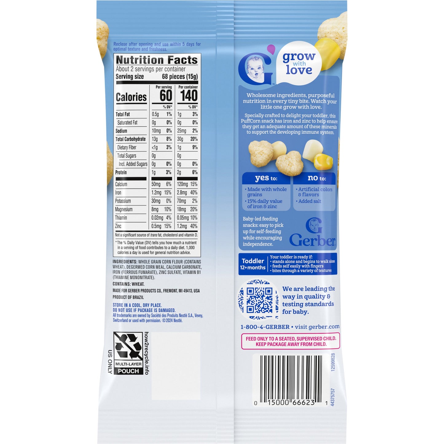 Gerber Toddler Puffcorn Snack - Classic Corn