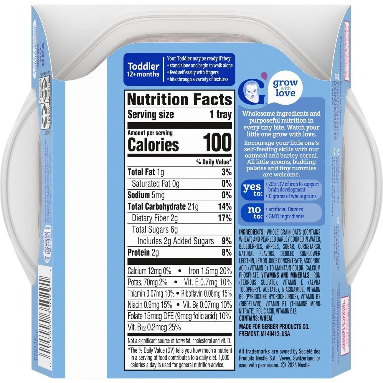 Gerber Oatmeal & Barley - Vanilla Berry Cereal