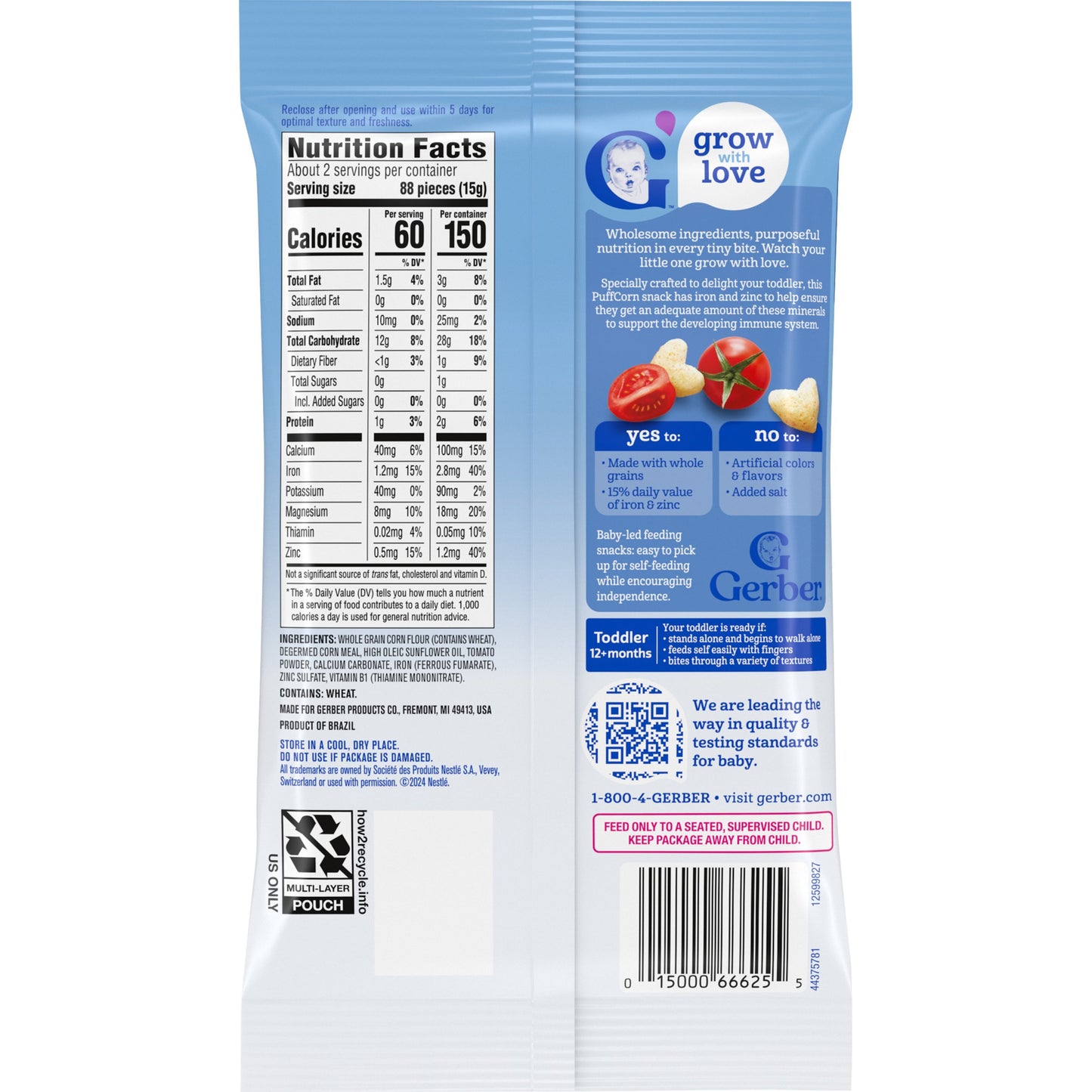 Gerber Toddler Puffcorn Snack - Tomato Bliss