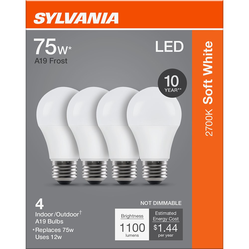 SYLVANIA A19 75 Watt LED Soft White Frost Bulb