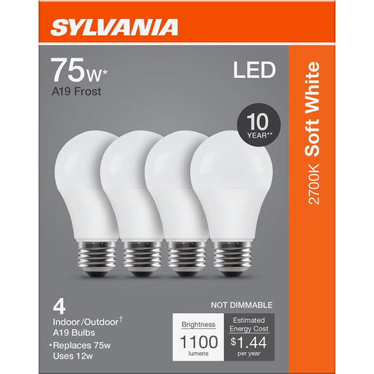SYLVANIA A19 75 Watt LED Soft White Frost Bulb