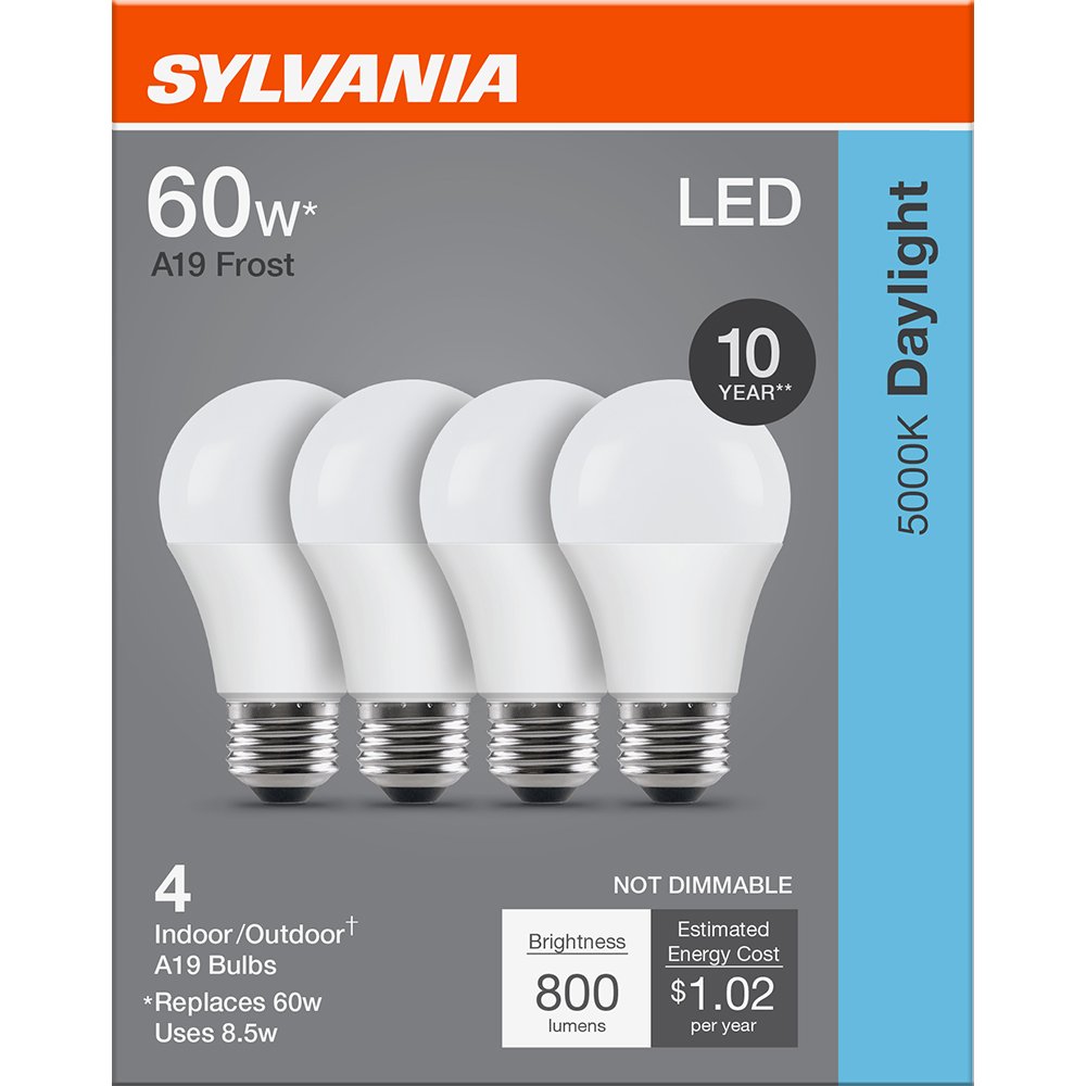 SYLVANIA A19 60 Watt LED Daylight Frost Bulb