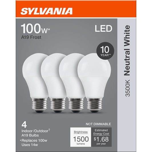 SYLVANIA A19 100 Watt LED Neutral White Frost Bulb
