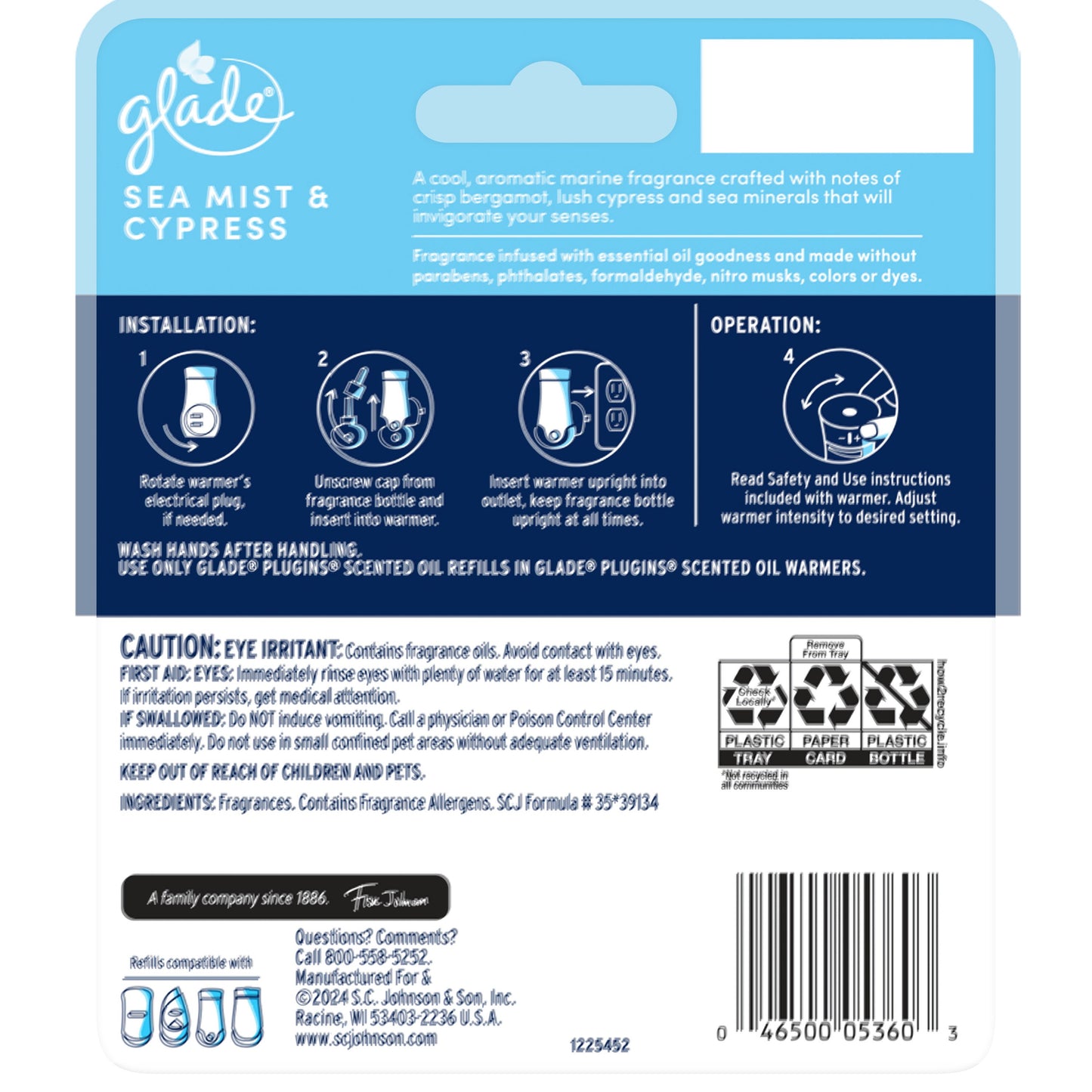 Glade Plug In Scented Oils - Fresh Sea Mist & Cypress - 1.34 oz