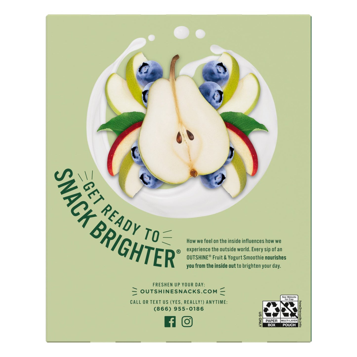 Outshine Fruit & Yogurt Smoothies - Blueberry Pear, 3.5 oz Pouches