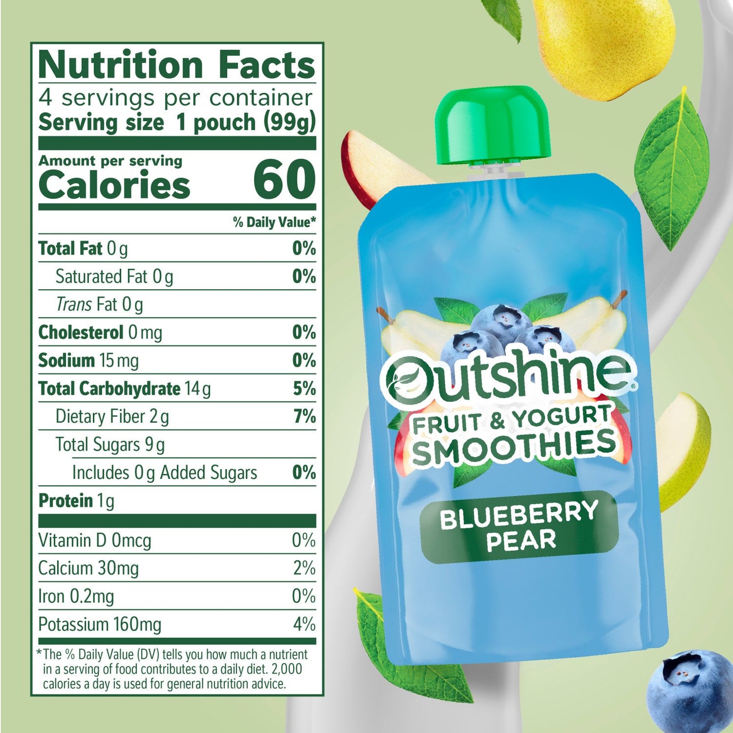 Outshine Fruit & Yogurt Smoothies - Blueberry Pear, 3.5 oz Pouches