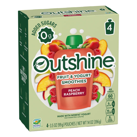 Outshine Fruit & Yogurt Smoothies - Peach Raspberry, 3.5 oz Pouches