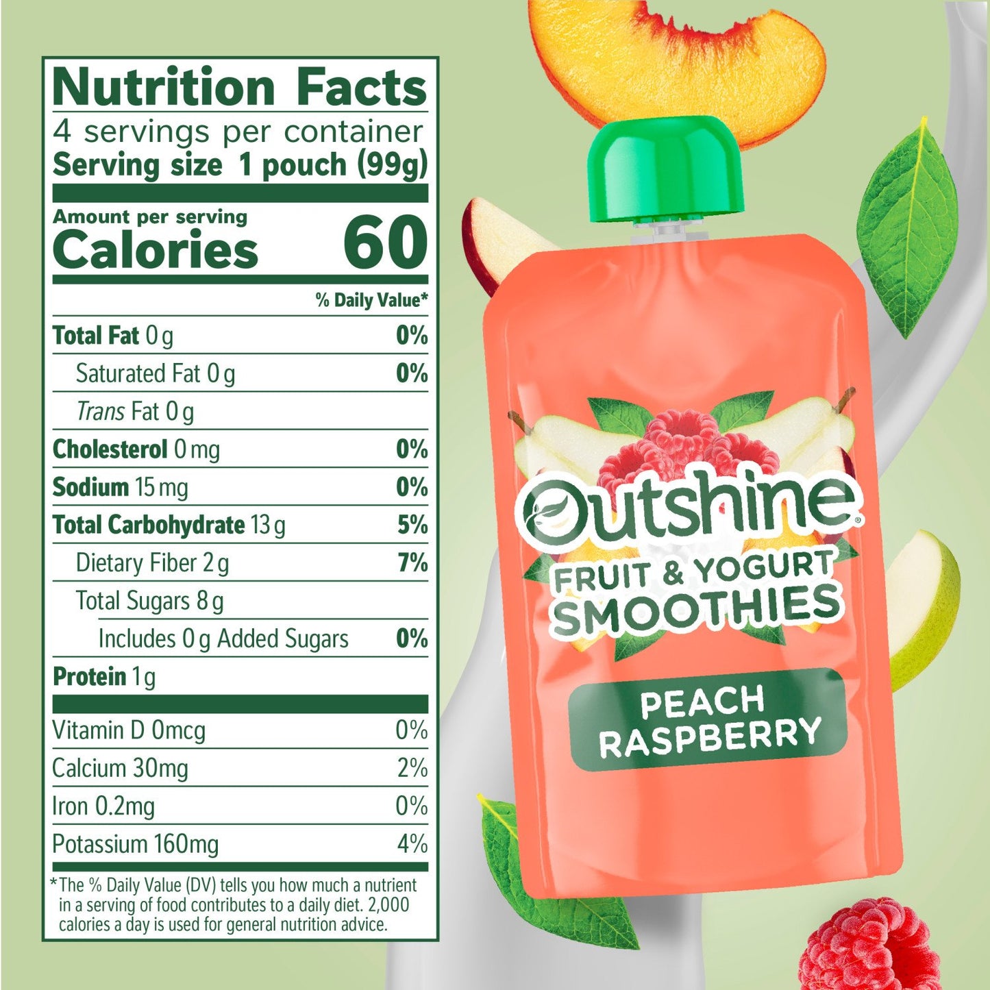 Outshine Fruit & Yogurt Smoothies - Peach Raspberry, 3.5 oz Pouches