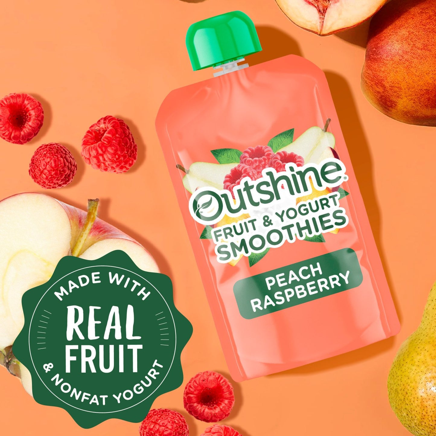 Outshine Fruit & Yogurt Smoothies - Peach Raspberry, 3.5 oz Pouches