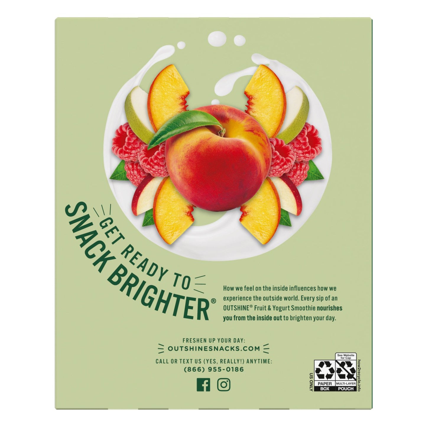 Outshine Fruit & Yogurt Smoothies - Peach Raspberry, 3.5 oz Pouches