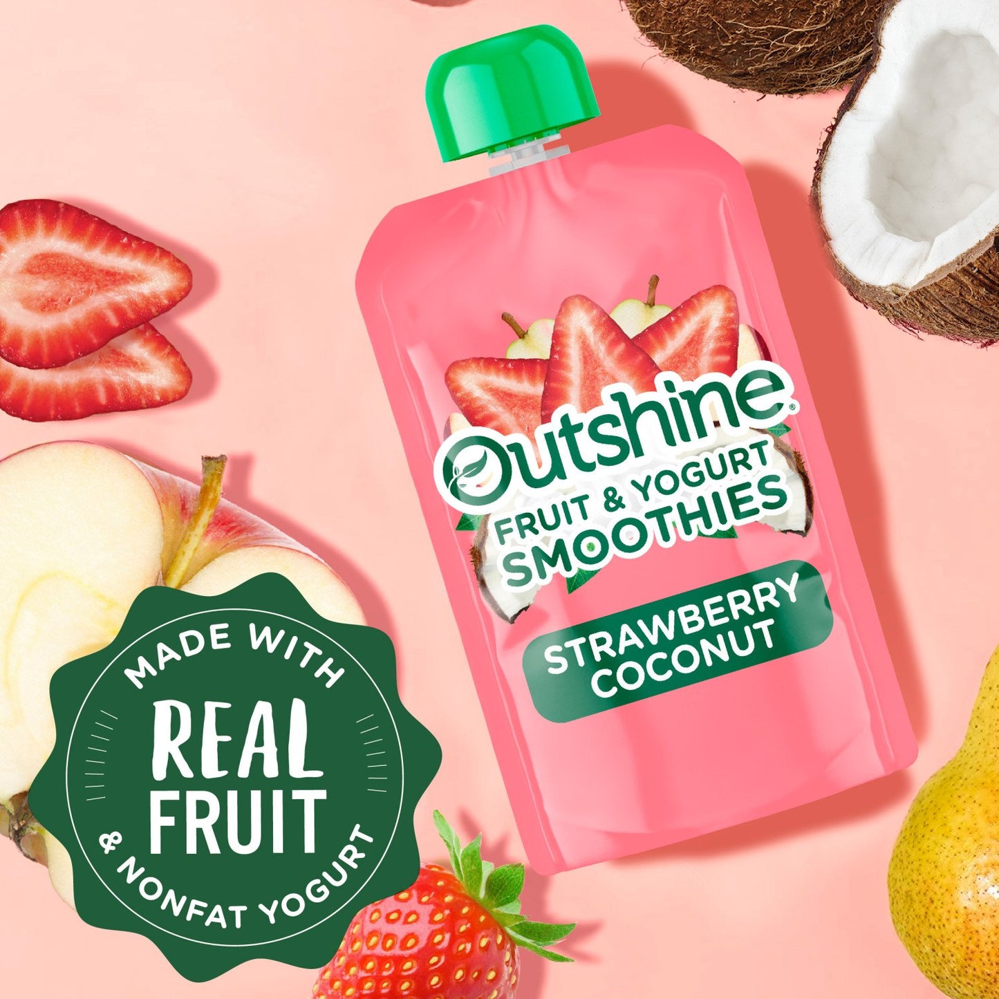 Outshine Fruit & Yogurt Smoothies - Strawberry Coconut, 3.5 oz Pouches