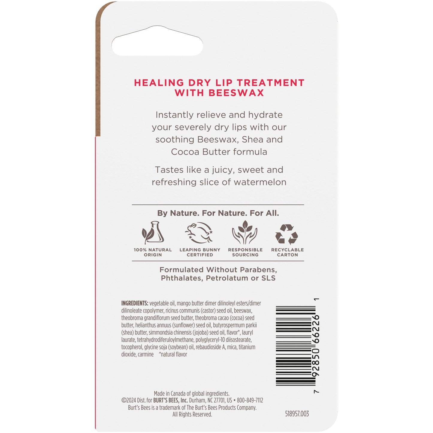 Burt's Bees Rescue Lip Relief Lip Balm - Watermelon
