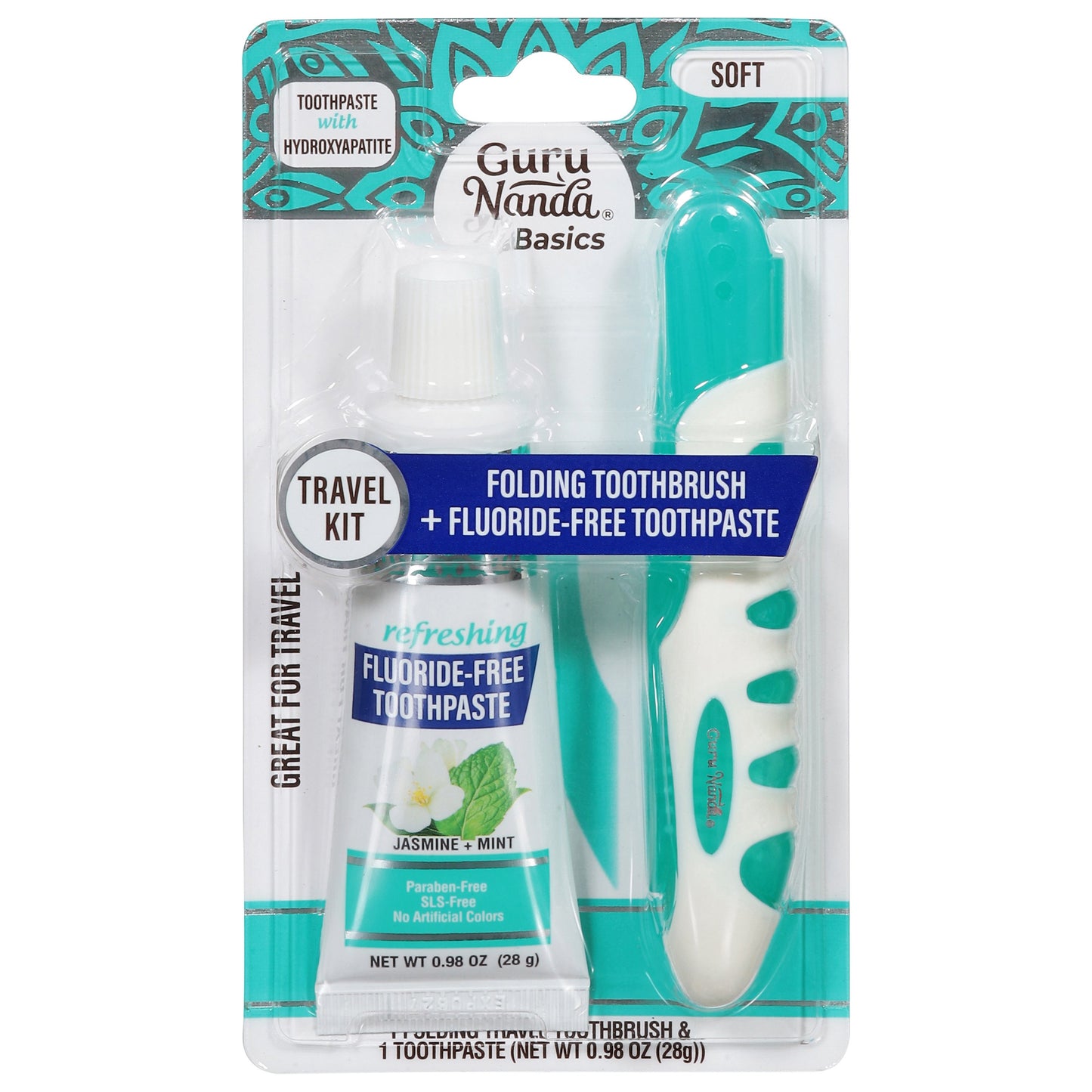 Guru Nanda Folding Toothbrush & Fluoride-Free Toothpaste Travel Kit