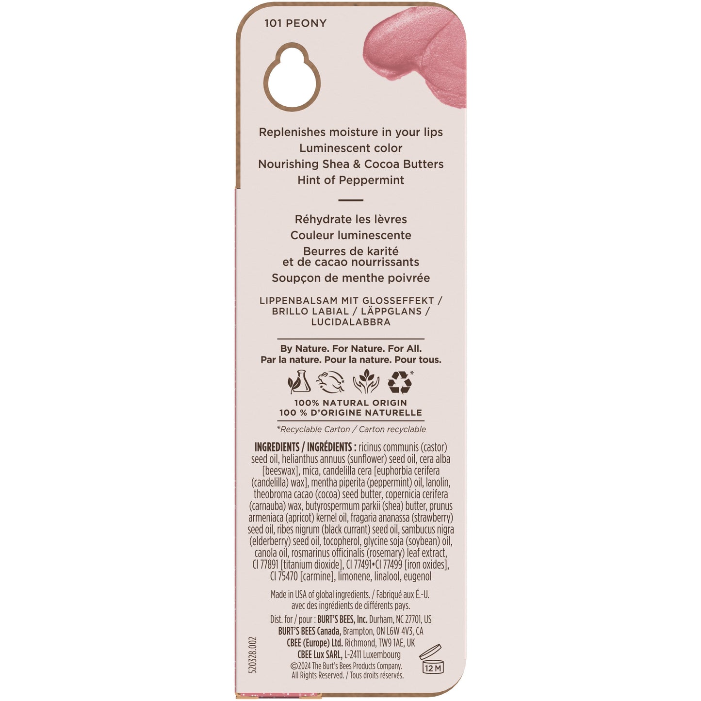Burt's Bees Lip Shimmer - Peony