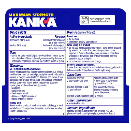Kanka Triple Action Canker Sores & Oral Pain Relief Gel