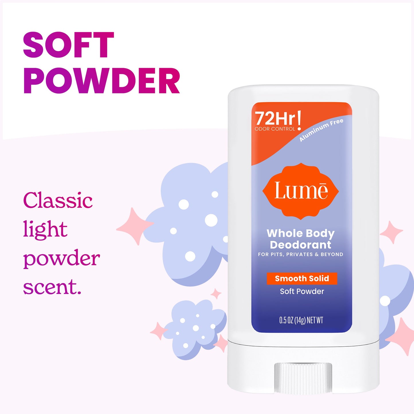 Lume Travel Size Whole Body Aluminum Free Women's Deodorant Solid - Soft Powder