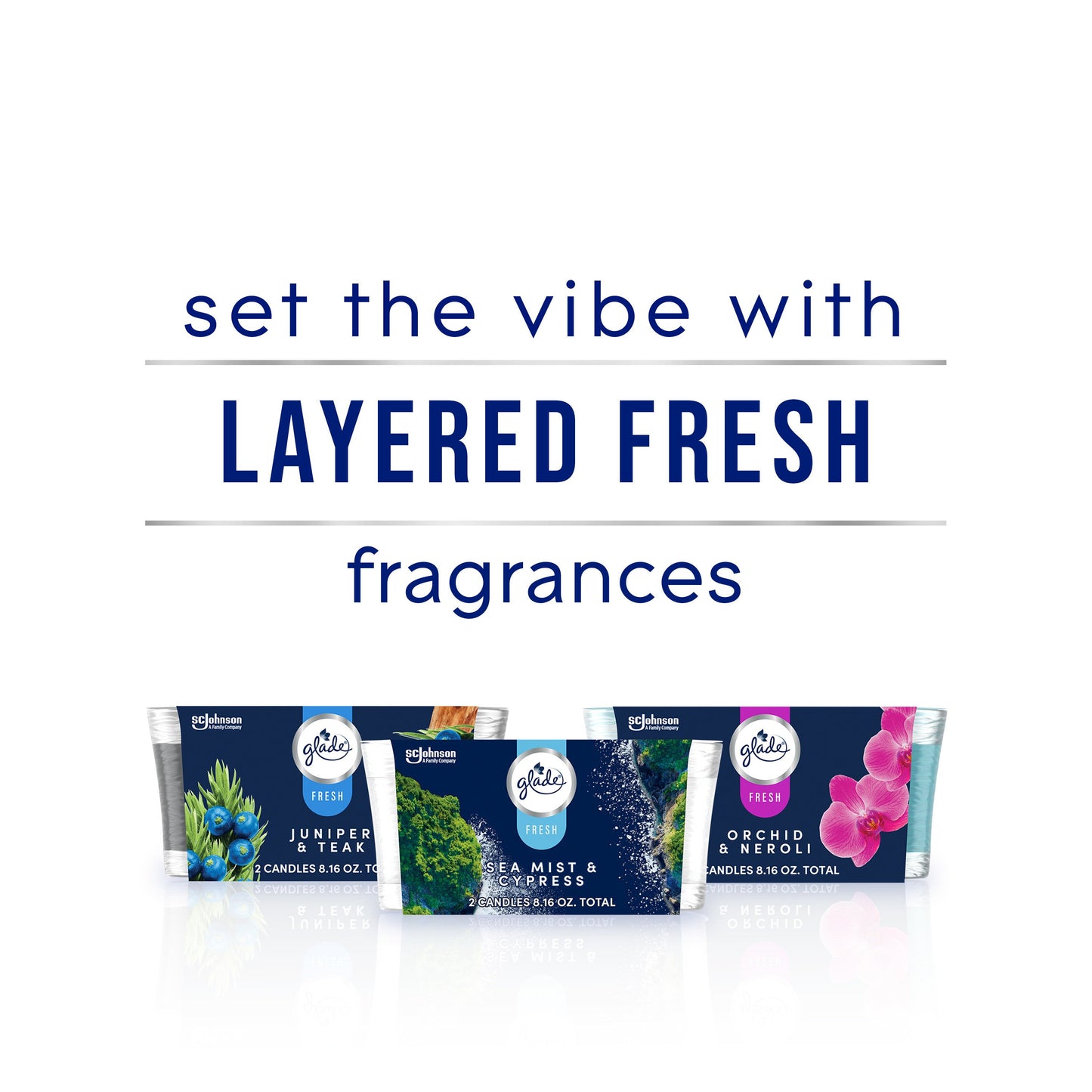 Glade Candle 2 Pack - Fresh Sea Mist & Cypress, 4.08 oz