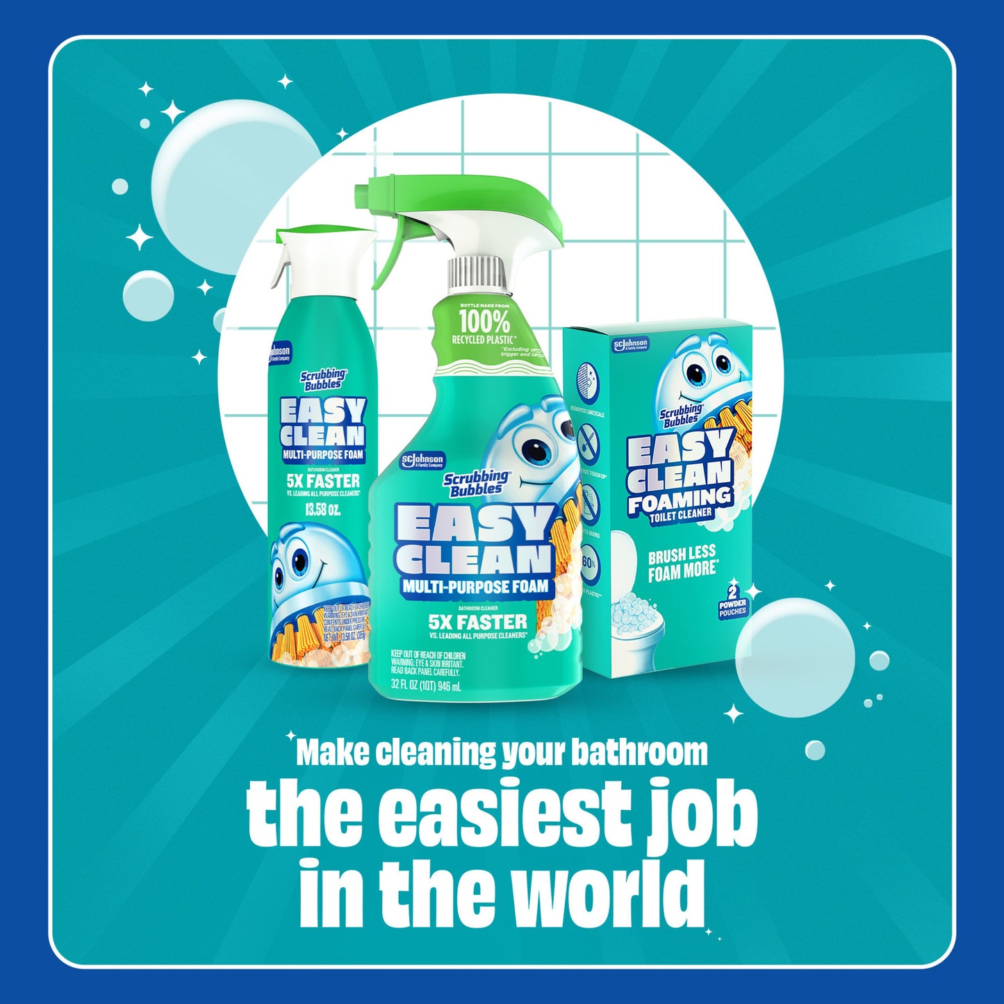Scrubbing Bubbles Easy Clean Multi-Purpose Foam Bathroom Cleaner Spray