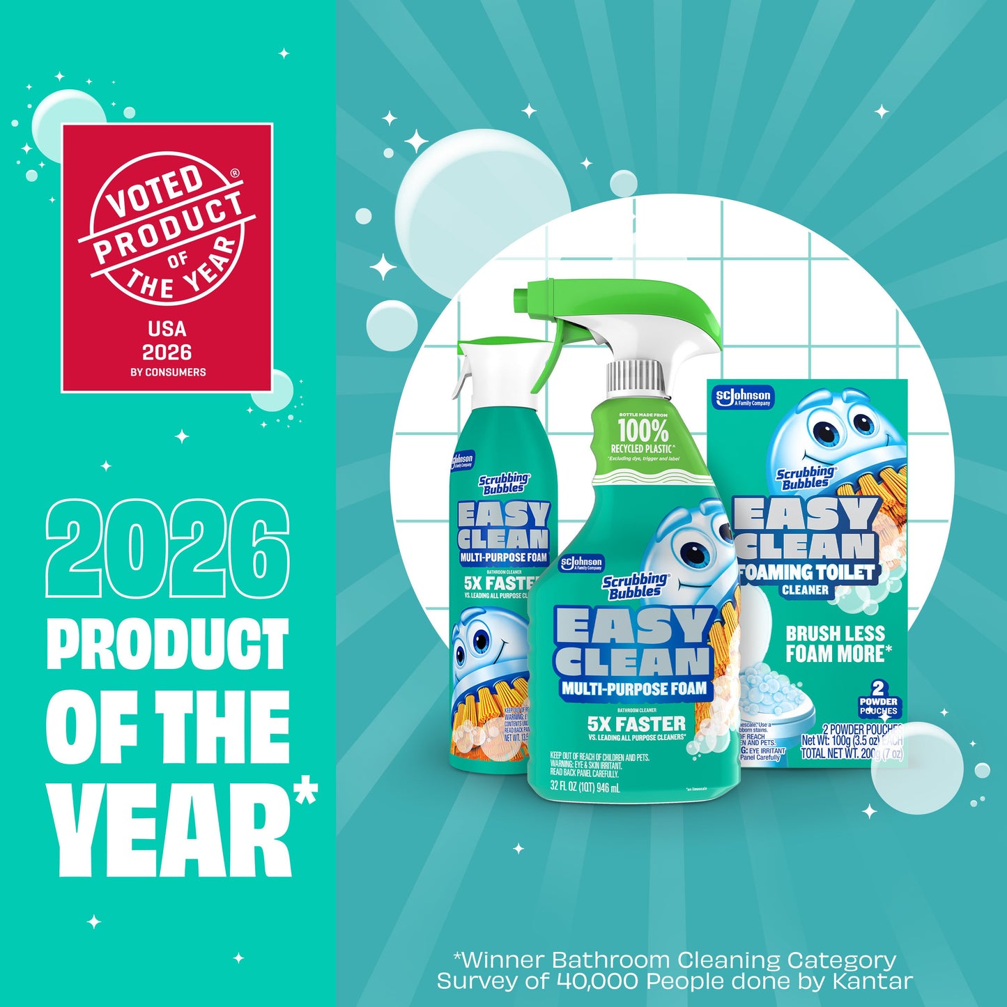 Scrubbing Bubbles Easy Clean Multi-Purpose Foam Bathroom Cleaner Aerosol Spray