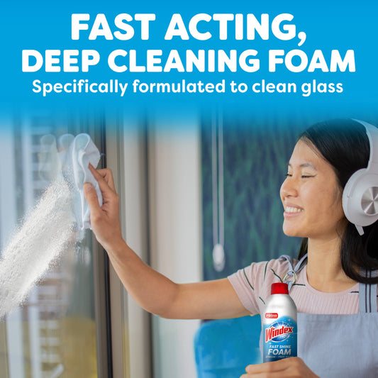 Windex Fast Shine Foam Glass Cleaner, No-Drip Aerosol Cleaning Spray