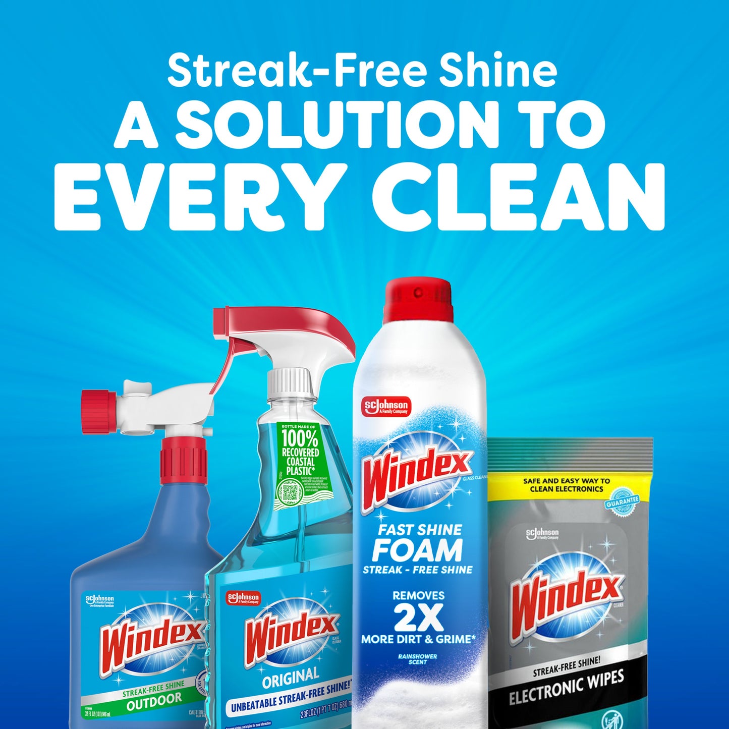 Windex Fast Shine Foam Glass Cleaner, No-Drip Aerosol Cleaning Spray