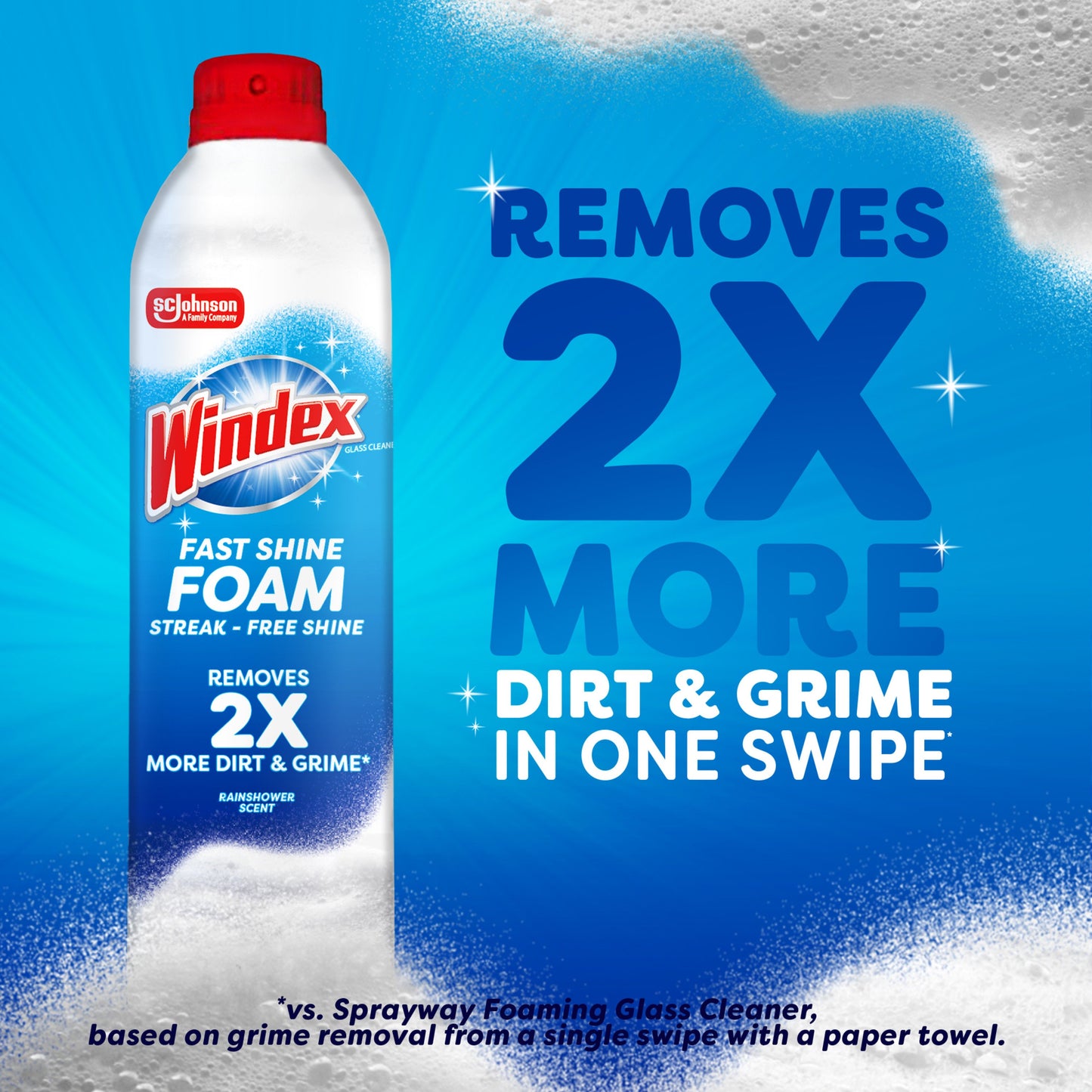 Windex Fast Shine Foam Glass Cleaner, No-Drip Aerosol Cleaning Spray