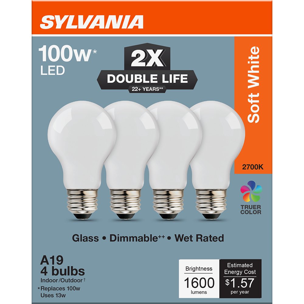 SYLVANIA A19 100 Watt LED Soft White  Double Life Bulb