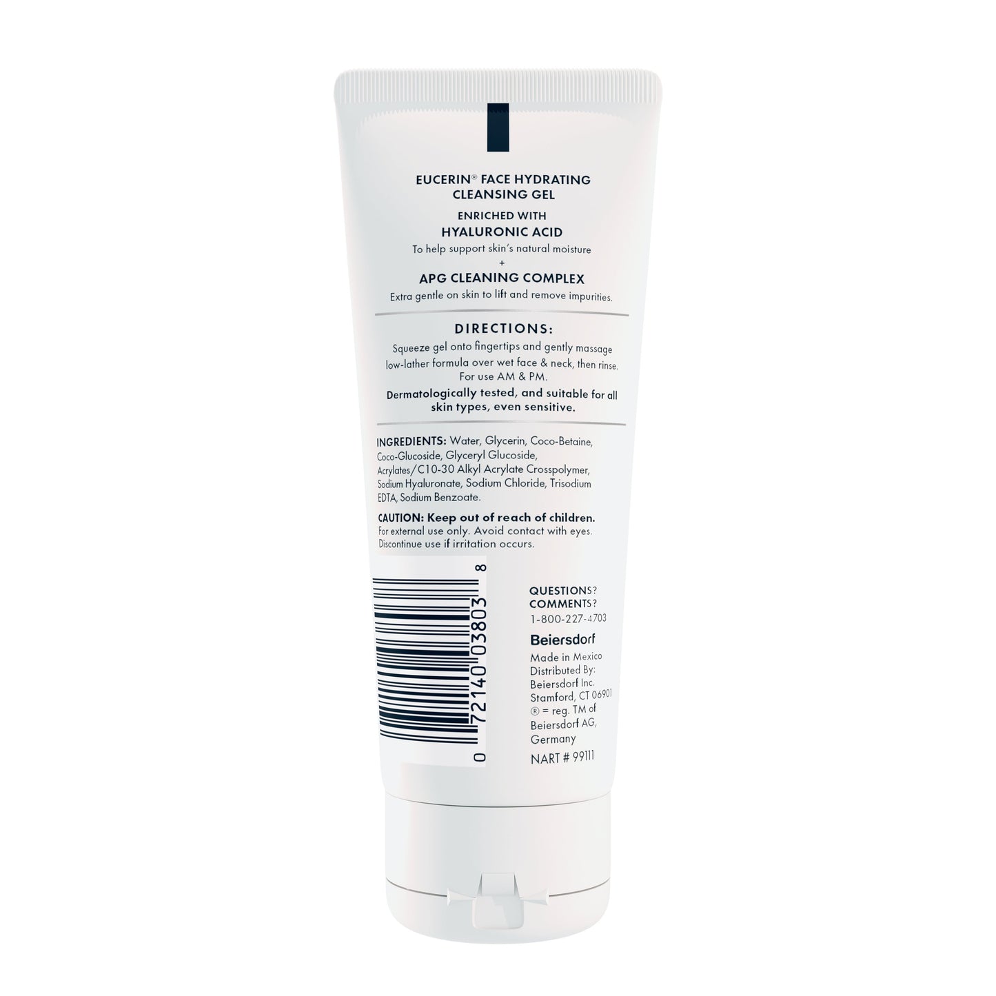 Eucerin Travel Size Gentle Hydrating Face Cleansing Gel + Hyaluronic Acid